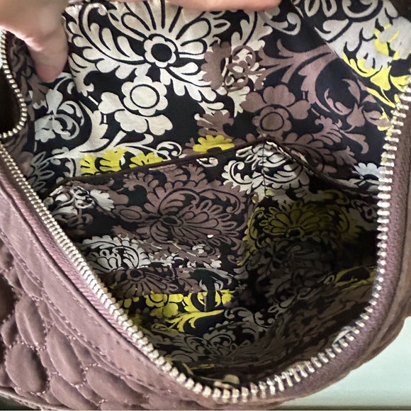 Vera Bradley Brown Quilted Floral Lined Hobo Purse Bag - Picture 13 of 13